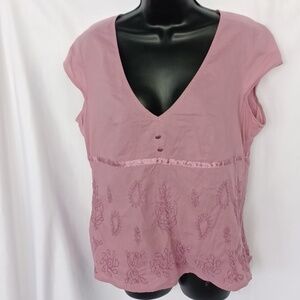 Axcess Cap Sleeve Purple Top With Embroidery Size 12, 22" PTP